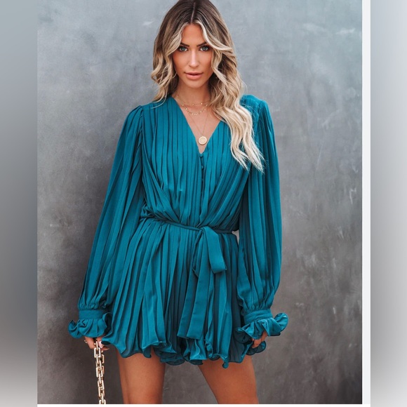 Endless Rose Pants - Endless Rose Pleated Romper Teal Size Medium Like New